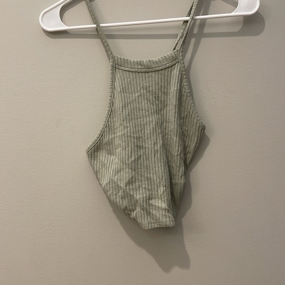 THE CLASSIC Green Lace up Back Halter Crop Top (L) - Picture 2 of 6